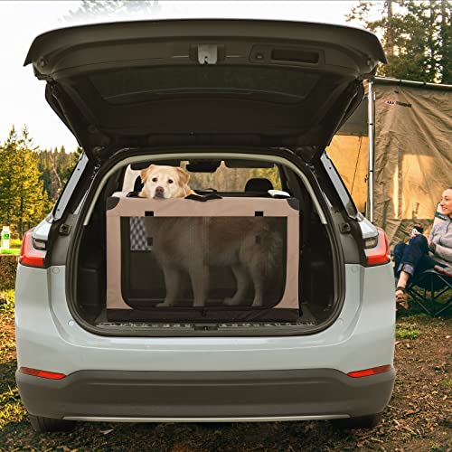 Petsfit Hundebox faltbar, Hundebox für zuhause Verstellbarer Stoffbezug mit Spiraleisenrohr, Hundetransportbox Auto Stoff für große mittlere kleine Hunde,Leicht zu Verstauen