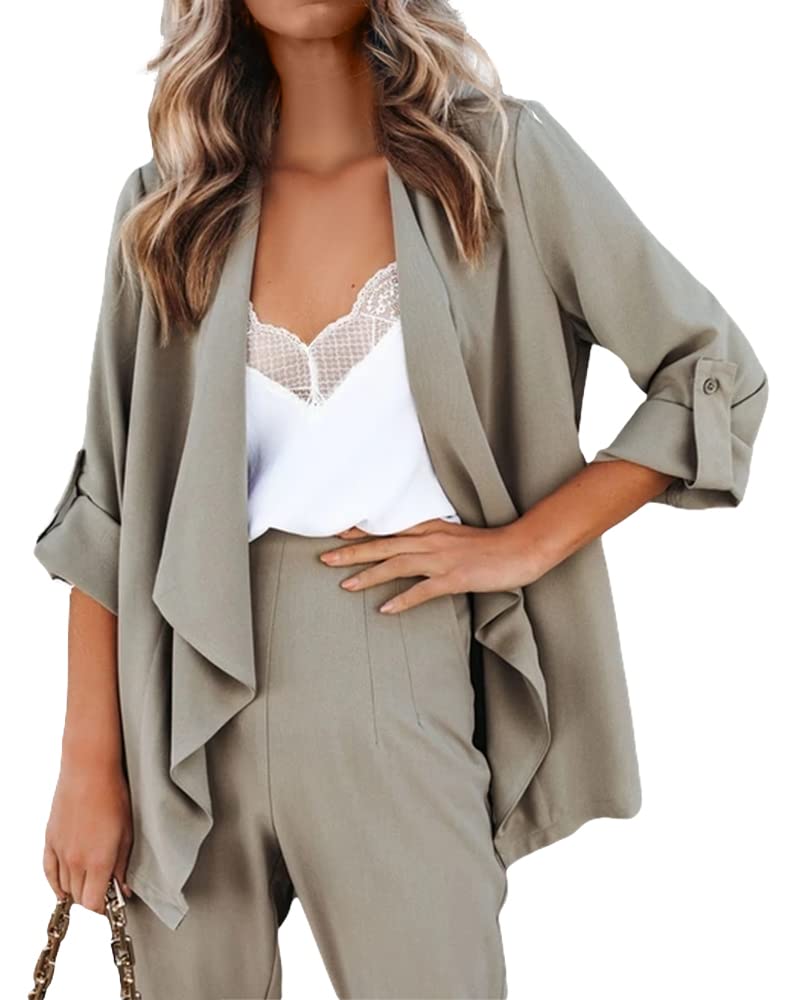 Cicy Bell Womens Casual Blazer Long Sleeve Draped Open Front Cardigan Work Office Blazer (Picture Color,Medium)