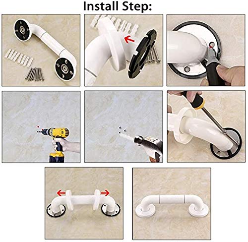 Barras de Apoyo Antideslizantes para Ducha, Barra de Apoyo para discapacitados para bañeras y inodoros, Barra de Seguridad para el baño (Blanca, 60 cm)