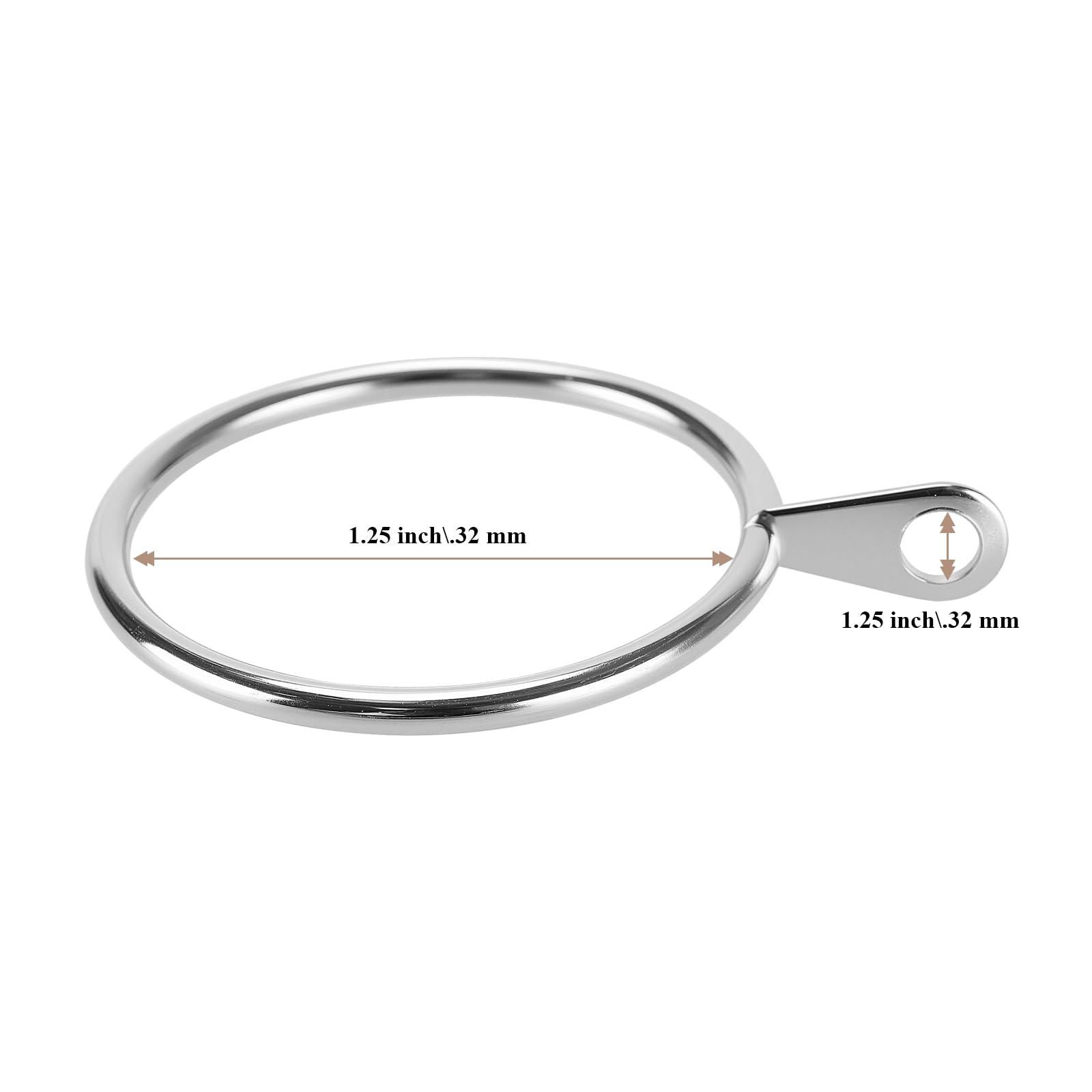 Confezione da 100 anelli per tende in metallo, diametro interno 32 mm, anelli in metallo con occhielli per asta doccia, tendaggi, aste per finestre, argento