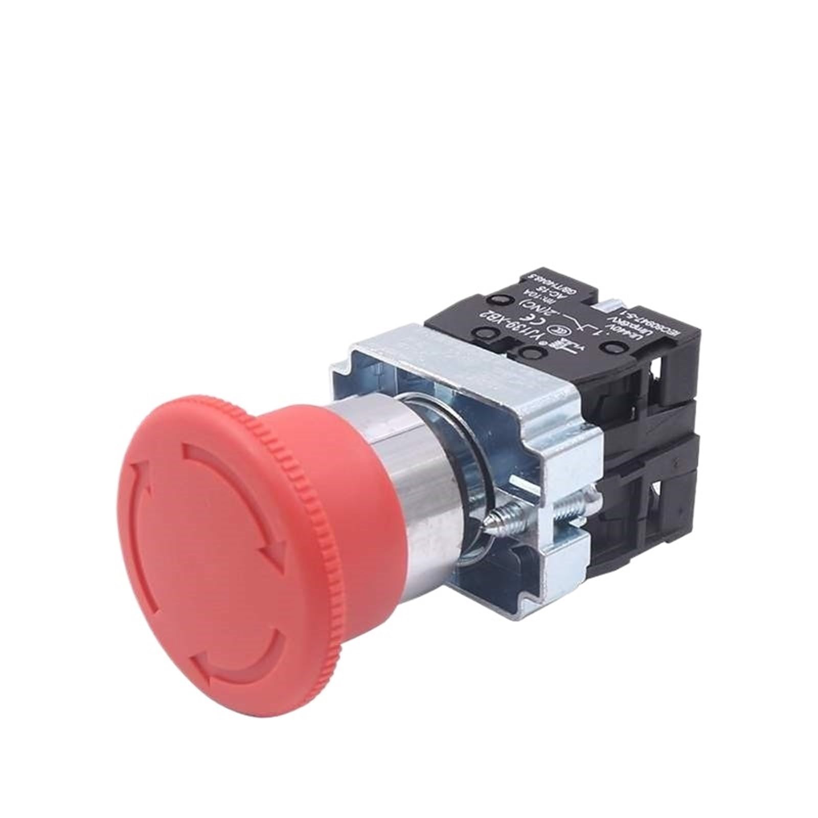 Interruptor de botón de parada de emergencia con cabeza de seta de XB2-542 de 22mm, interruptor de botón de encendido de parada de emergencia de 10A/415V(2NC)
