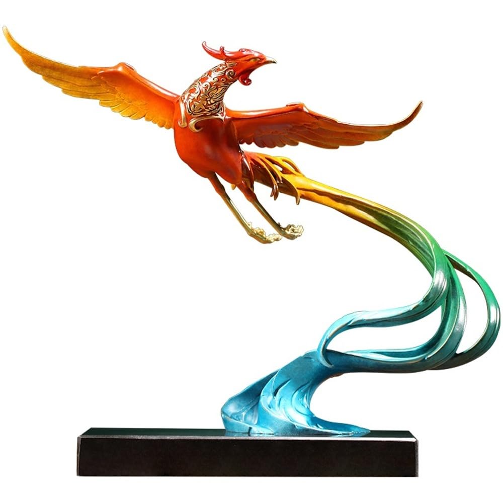 AFGFGHES Statue Creative Copper Desktop Phoenix Ornaments Home Living Room Office Handmade Statue Auspicious Crafts Bronze Sculpture Brass Figurine