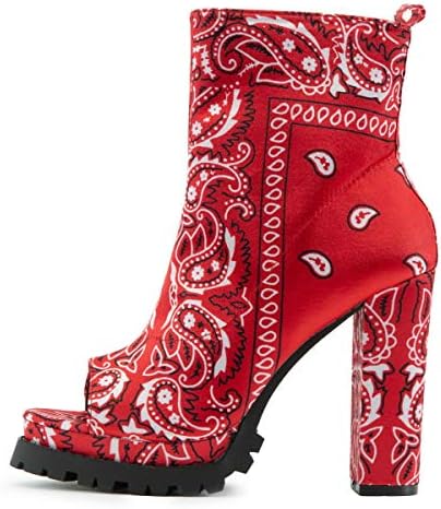 Mata Shoes Bandanna Bardi Peep-Toe Bootie - Women Red Bandana 6 M US | Image 2