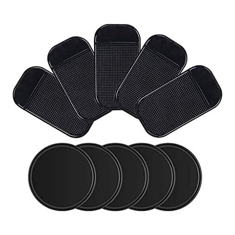 FMELAH 10pack Removable Silicone Sticky Anti-Slip Gel Pads Magic Gel Mat Stick to Car Dashboard Glass Mirrors Metal Tile Wall Kitchen Cell Phone Stand Recipe Holder Non-Slip Rug Pet Bowl Mat Pad Cover