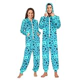 Fisyme Ocean Turtle Adult Onesie Pajamas for Women Men Long Sleeve One-Piece Costume Sleepwear Jumpsuit Homewear, L