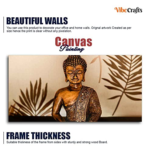 Image of VIBECRAFTS Canvas Paintings for Living Room Drawing Room Buddha In Lotus Position With Serene Smile Canvas Wall Painting Fitted With Wooden Frame For Home | Office | Gift (PTVCH 2475)