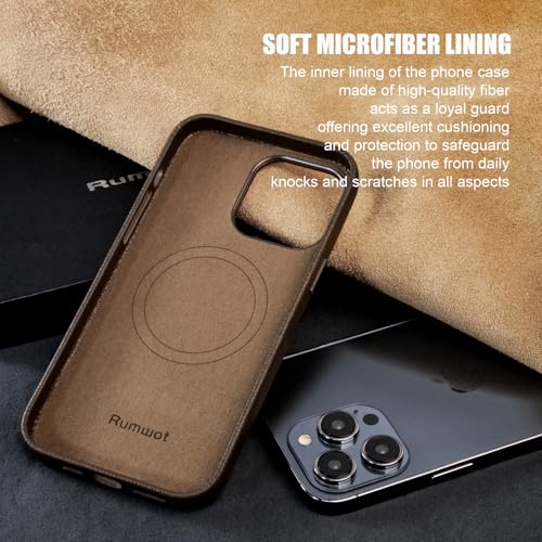 Image of Leather Case for iPhone 14 Pro Max Compatible with Magsafe Coffee Brown
