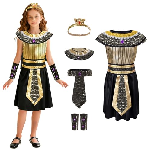 Xinxiaomeng Cleopatra Costume Kids Egyptian Princess Costumes for Girls Halloween Outfis Cosplay Cleopatra Dress Props
