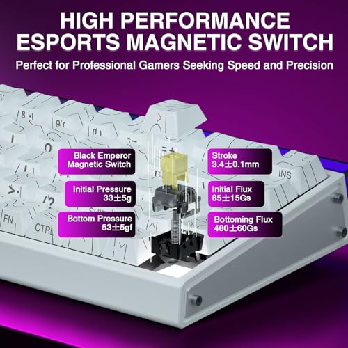 Image of AULA Hero 68 HE 60% Gaming Keyboard Wired, Hall Effect Magnetic Switch Keyboard with 8K Hz Polling Rate, Side Printed PBT Keycaps, RGB Backlit Light Box, Customizable Web Software for PC /Mac Gamers