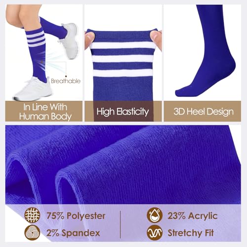 Image of American Trends Womens Athletic Knee High Socks Outdoor Sport Thigh High Stockings Casual Stripes Tube Socks