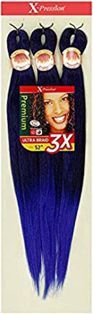 Outre Synthetic Hair Braids X-Pression Kanekalon 3X Pre Stretched Braid 52" (5-Pack, 1B)