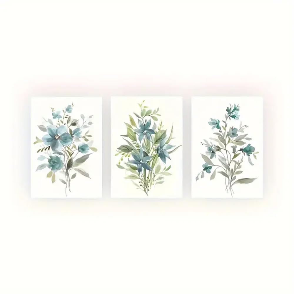 WBYZAC Botanical Posters-Watercolor Flower Poster, Nordic Green Plant Canvas Painting, Wild Flower Art Print, Vintage Wall Painting Living Room Dining Room Wall Art Decor-60 * 70cm*3PCS (No Frame)