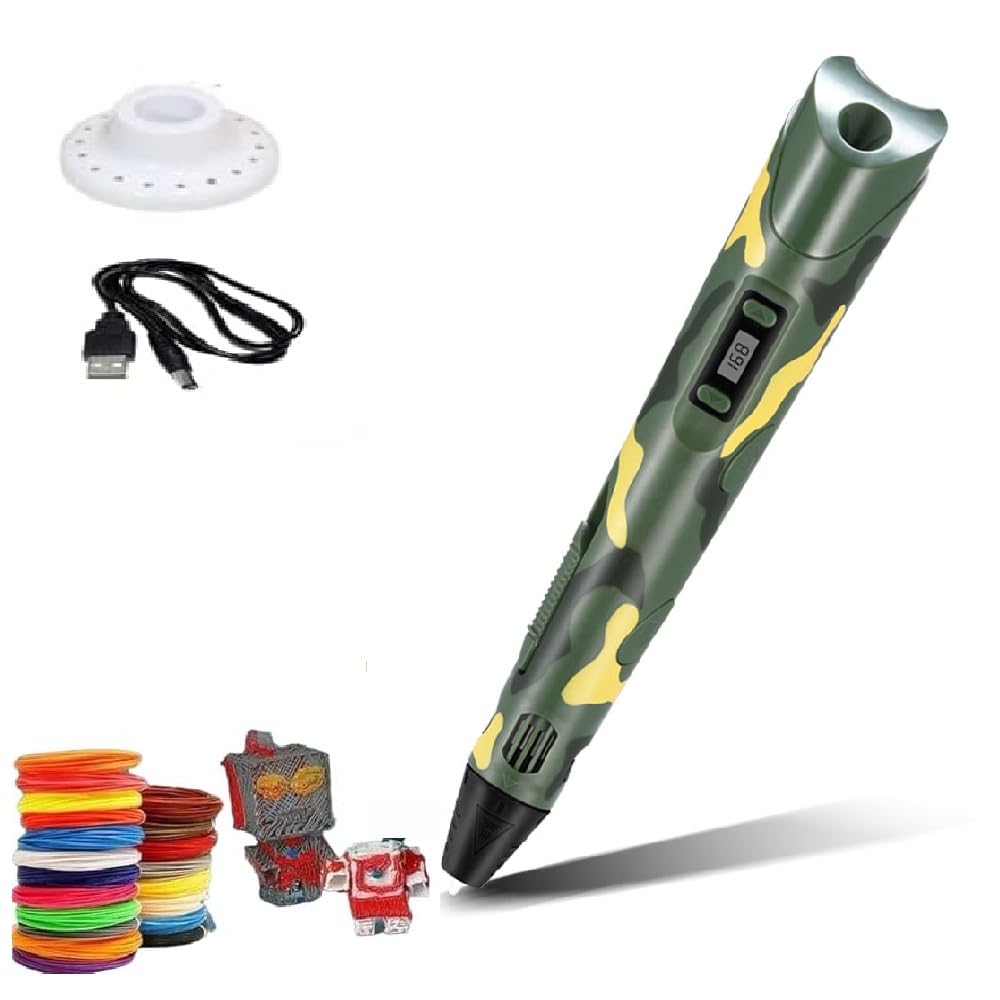 Kammateswara 3D Pen for Kids|3D Printer Pen(Camouflage Color) with 10 Color PLA Filaments,Adjustable Speed and Temperature,USB Powered for Art and Craft(10Extra Filaments Included)-image-34