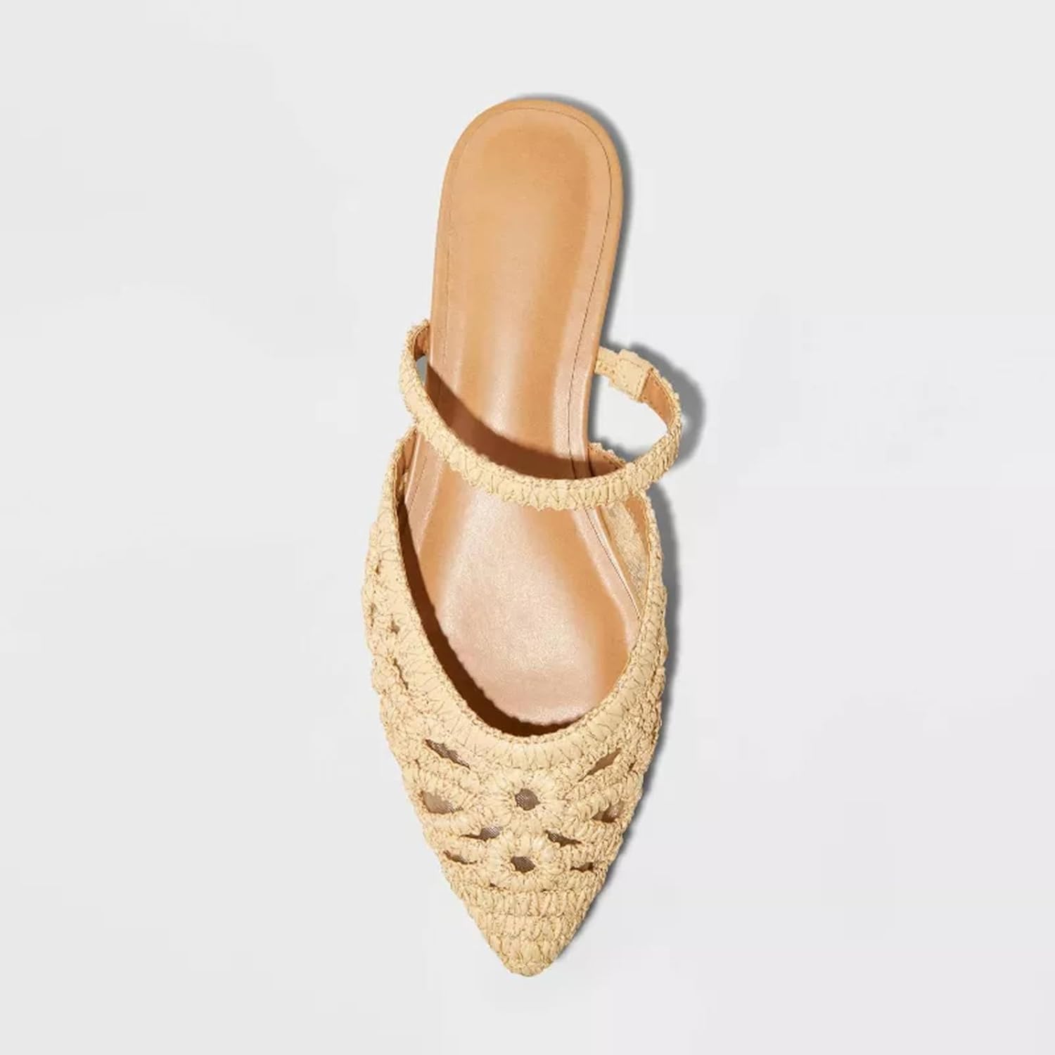 Mesh Mules for Women Comfy Raffia Woven Strap Closed Pointed Toe Mule Flats Casual Slip on Dress Slides Flats - Image 6