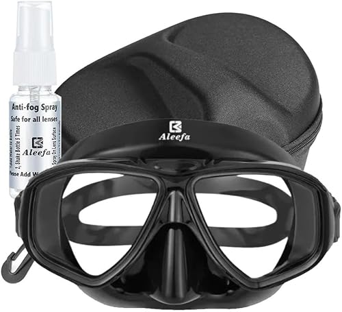 Máscara de buceo de miopía con lentes de vidrio templado, incluye estuche y spray antivaho