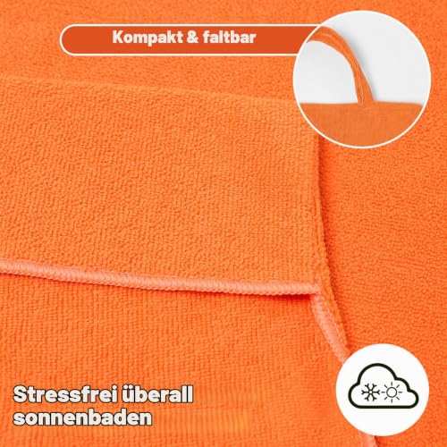 Brentfords Liegestuhl Handtuch für Sonnenliege Mit Tasche, Mikrofaser Schnelltrocknend Orange 75 x 215cm – Ansicht 7