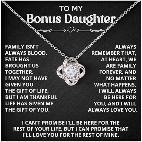 Necklace For Bonus Daughter From Dad, Bonus Daughter Necklace From Stepmom, Jewelry Gifts...