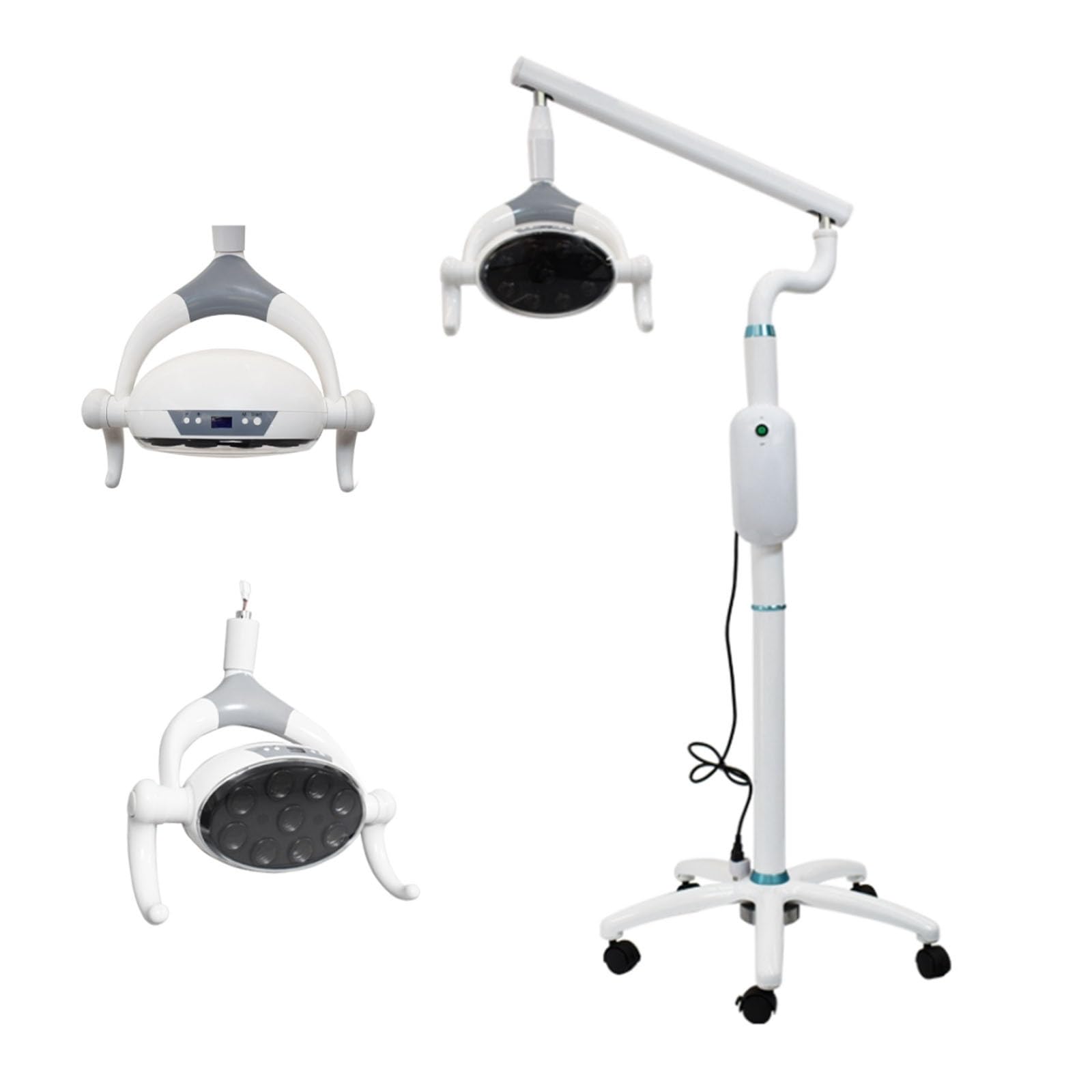 Lampada per Visita Medica Mobile da 30W, Lampada Scialitica Dimmerabile, Lampada per Visita Chirurgica, Apparecchiatura per Terapia Orale da Pavimento, con 9 Lampadine a LED