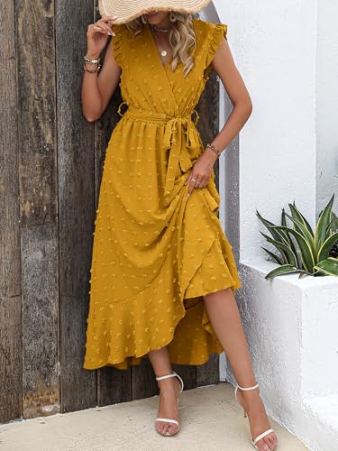BTFBM Swiss Dot Wedding Guest Dresses for Women,Yellow,XL - image 2