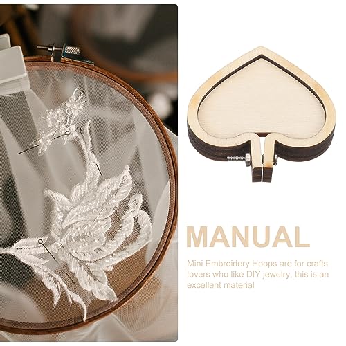 Image of 10Pcs Mini Embroidery Hoops 1.6 Inch Wooden Heart Shaped Cross Stitch Frames for DIY Pendant Craft Jewelry Making