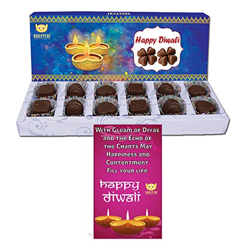 BOGATCHI Happy Diwali Chocolate Box, Diwali Chocolates, Diwali Sweets, Dark Chocolate, Diwali Gifts, 12 PCS