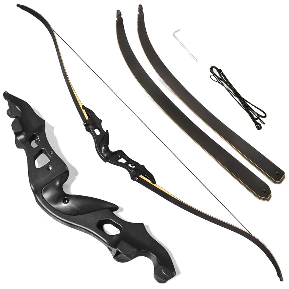 Set Arco Ricurvo Takedown per Adulti Set Kit Tiro con l'arco adulti 60 pollici 25-55 libbre Arco Ricurvo professionale da caccia Kit Completo per Tiro con l'Arco con Frecce