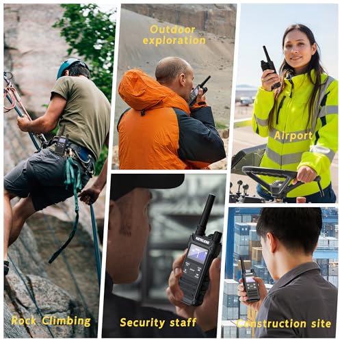 Image of KETELESE T3G Heavy Duty Walkie Talkies Type-C Rechargeable, IP67 Waterproof 2 Way Radios with Earpiece, Adapter, Dock, PTT Group, NOAA, VOX, 6 Pack Walkie Talkie for Adult Black /Grey