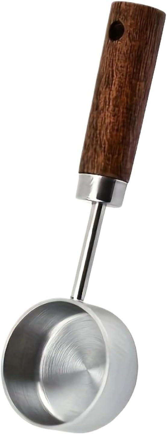 Coffee Spoons 15ml Wooden Coffee Scoop Stainless Steel Long Handle Measuring Spoon Kitchen Tool Cafe Decoration(Gold-15ml)