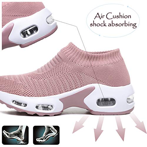 DimaiGlobal Women's Walking Shoes Sock Sneakers Slip On Comfort Mesh Fashion Cushion Lady Girls Modern Jazz Dance Easy Shoes Wedge Platform Loafers4