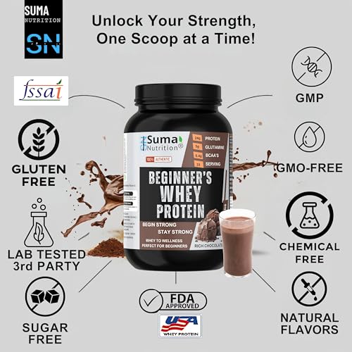 Image of Beginners Whey Protein Powder - 1Kg with Free Shaker | Sugar Free | Support Muscle Growth & Easy to Digest