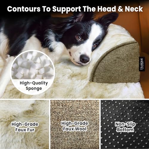 Image of Calming Dog Bed for Couch with Tie-Dye Pattern, 45x37 Inch, Khaki