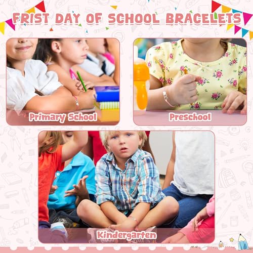Image of Back to School Supplies, First Day of Kindergarten Bracelet, Back to School Bracelet Mommy and Me, Prek Matching Wish Bracelets Set, Adjustable Bracelet for Boys Girls Gifts Stuff Bulk