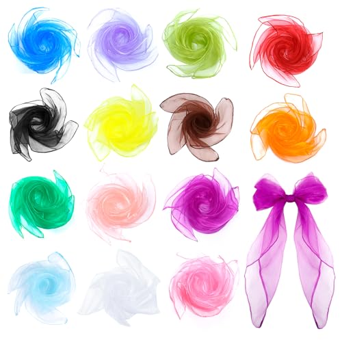 14 PCS Chiffon Scarf Juggling Dance Scarves Belly Dance Hip Scarf Square Dance Scarves 24 Inches in 14 Colors