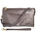 Humble Chic Women's Large Wristlet with Included Cross Body Strap - Gunmetal - Vegan Leather Crossbody Bag, Gunmetal