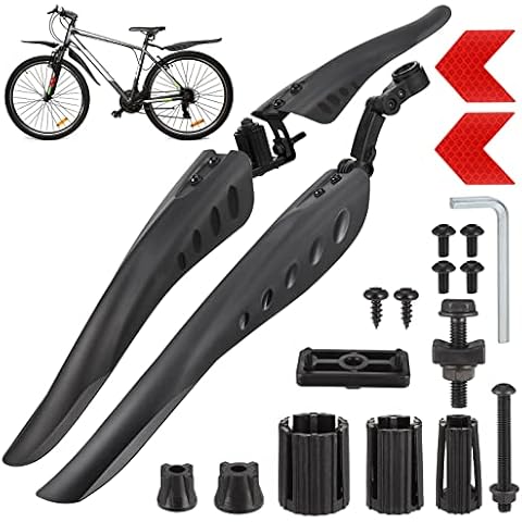 Hejo Bike Mudguards Set, Universal Mudguards for 24-29 inch Bikes with 2 Red Arrow Reflective Stickers, Adjustable Bicycle Front and Rear Mud Guard for most of Popular bicycles Cover