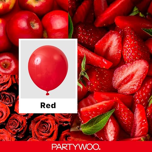 Image of PartyWoo Red Balloons 100 pcs Different Sizes of 18 12 10 5 Inch Red Balloon Arch Kit Garland for Birthday Graduation Bachelorette Citizenship Anniversary Cherry Casino Theme Party Decorations Red-Y57
