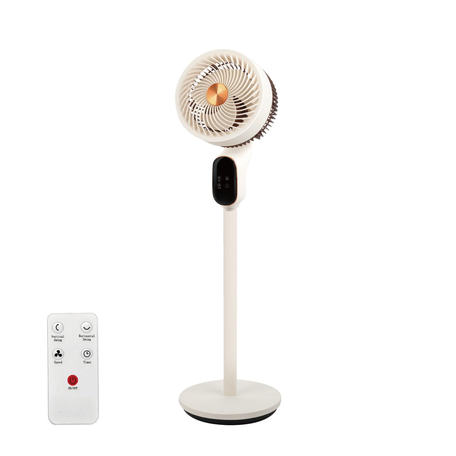 Ventilador de pie silencioso, 50W, 18 cm de aspas, oscilación automática, 8 velocidades, altura regulable , inclinación ajustable, fácil control, temporizador de 12 horas, ideal para dormitorio.