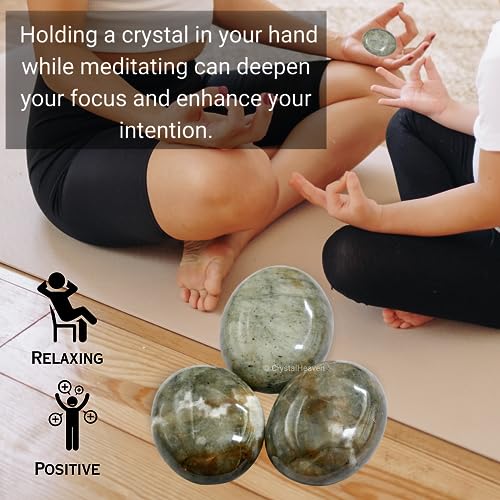 Image of Crystal Heaven Certified Chrysoberyl Cats Eye Palm Pebbles Stones For Anxiety Stress Relief Massage- Aaa Grade Original Healing Gemstone Agate Palm Stone For Yoga Meditation Spiritual Reiki Feng Shui