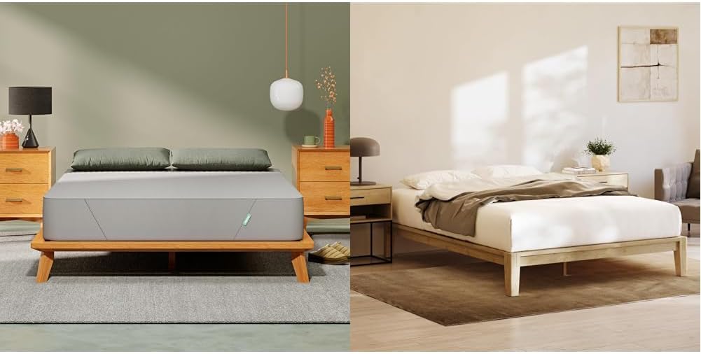 Siena 10 Full Mattress with Bamboo Bed Frame - Natural Color - Medium Firm Memory Foam - Premium Pressure Relieving Layers - Easy Tool Free Set Up - Holds Up to 800 Pounds