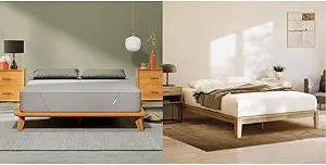 Siena 10” Queen Mattress with Bamboo Bed Frame - Natural Color - Medium Firm Memory Foam - Premium Pressure Relieving Layers - Easy Tool Free Set Up - Holds Up to 800 Pounds