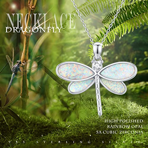 CUOKA MIRACLE Dragonfly Necklaces 925 Sterling Silver Dragonfly Jewelry Pendant Necklaces Opal Abalone Shell Dragonfly Jewelry Dragonfly Gifts for Women Nature Lover3