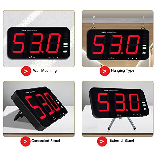 Kadimendium 13in Screen Sound Level Meter Wall Hanging Display Screen Decibel Reader Environmental Noise Alarm TA654B Temperature Humidity Meter - Image 3