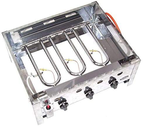 D&L Barbecue a gas 55510 in acciaio inox, 10 kW, 3 fuochi, griglia a gas, per barbecue, barbecue, padella AWZ
