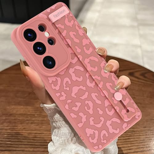 Image of Compatible with Samsung Galaxy S26 Ultra Case with Strap Wrist Pink