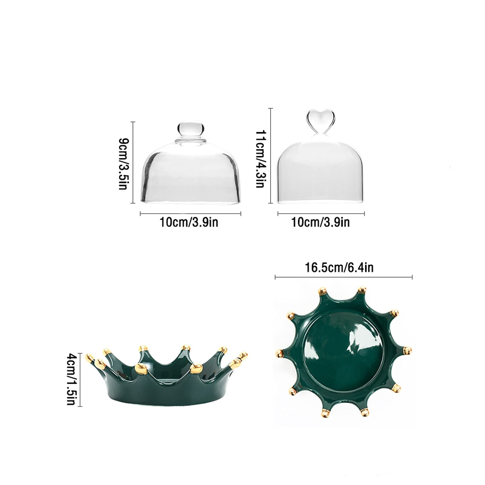 Soportes para Tartas para Fiestas Bandeja de Cristal para Tartas con Tapa Expositor pequeño para Tartas Bandeja de postres con Forma de Corona para Bodas Fiestas de cumpleaños Banquetes Soportes para