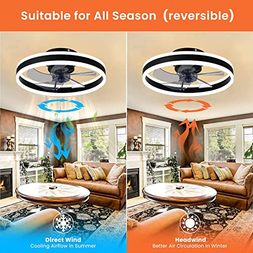 197-Flush-Mount-Ceiling-Fan-with-Lights-Modern-Dimmable-LED-Low-Profile-Fan-Hidden-Reversible-Blades-Multi-Speed-and-Timing-with-Remote-Control-APP-Light-Memory-Black