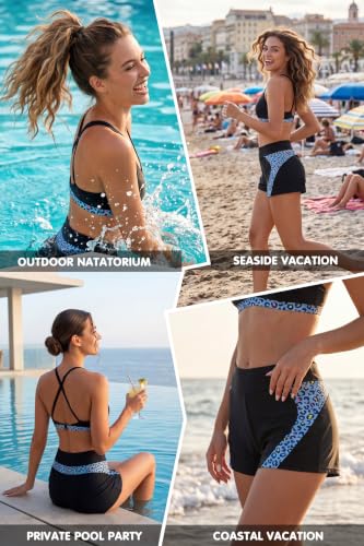 Image of Beautikini Period Swimwear Menstrual Leakproof Swim Shorts Quick Dry 3 inch High Waist Bathing Suit Bottoms for Teen Girls Women