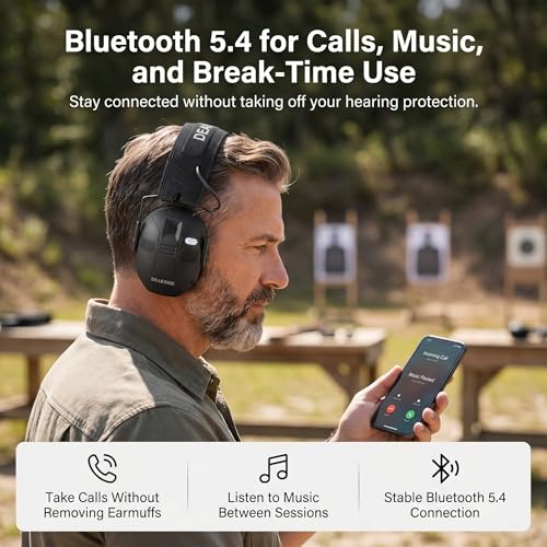 DEAKSHIE Electronic Shooting Ear Protection with Bluetooth, 6X Sound Amplification, 4-Mic 360° Hearing Enhancement, 30dB SNR, Gel Ear Pads for Long Range Comfort – Gun Range & Hunting — view 6