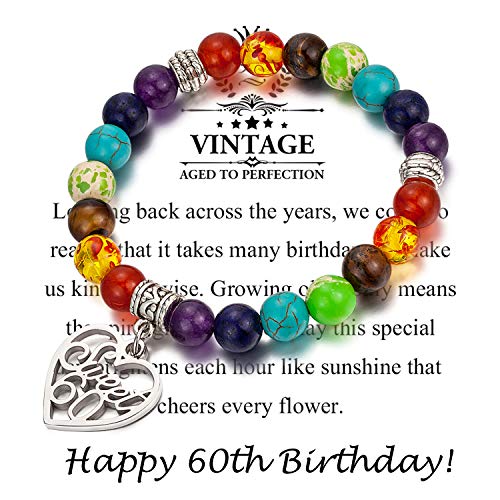 60th Birthday Gifts for Women Turning 60 Birthday Gifts for Women Chakra Bracelet