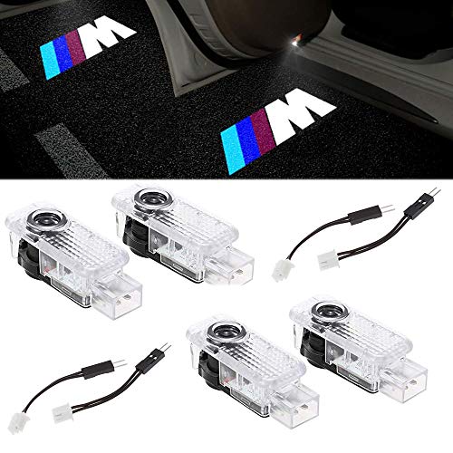4 X Luz de Puerta de Coche 3D Logo Proyector Láser LED Luces Kit, puerta de coche bienvenido lámpara de luz LED (///M)
